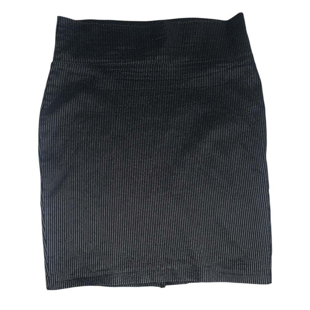 SUZY SHIER Women’s Pinstripe Neutral Above-Knee Midi Skirt Size L